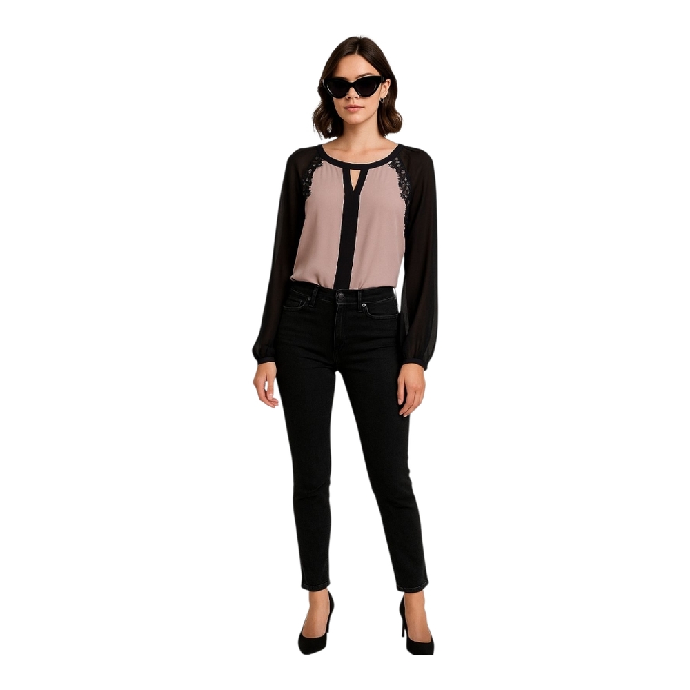✨️🕶New York & Company Lace Trim Blouse – XL New with Tags